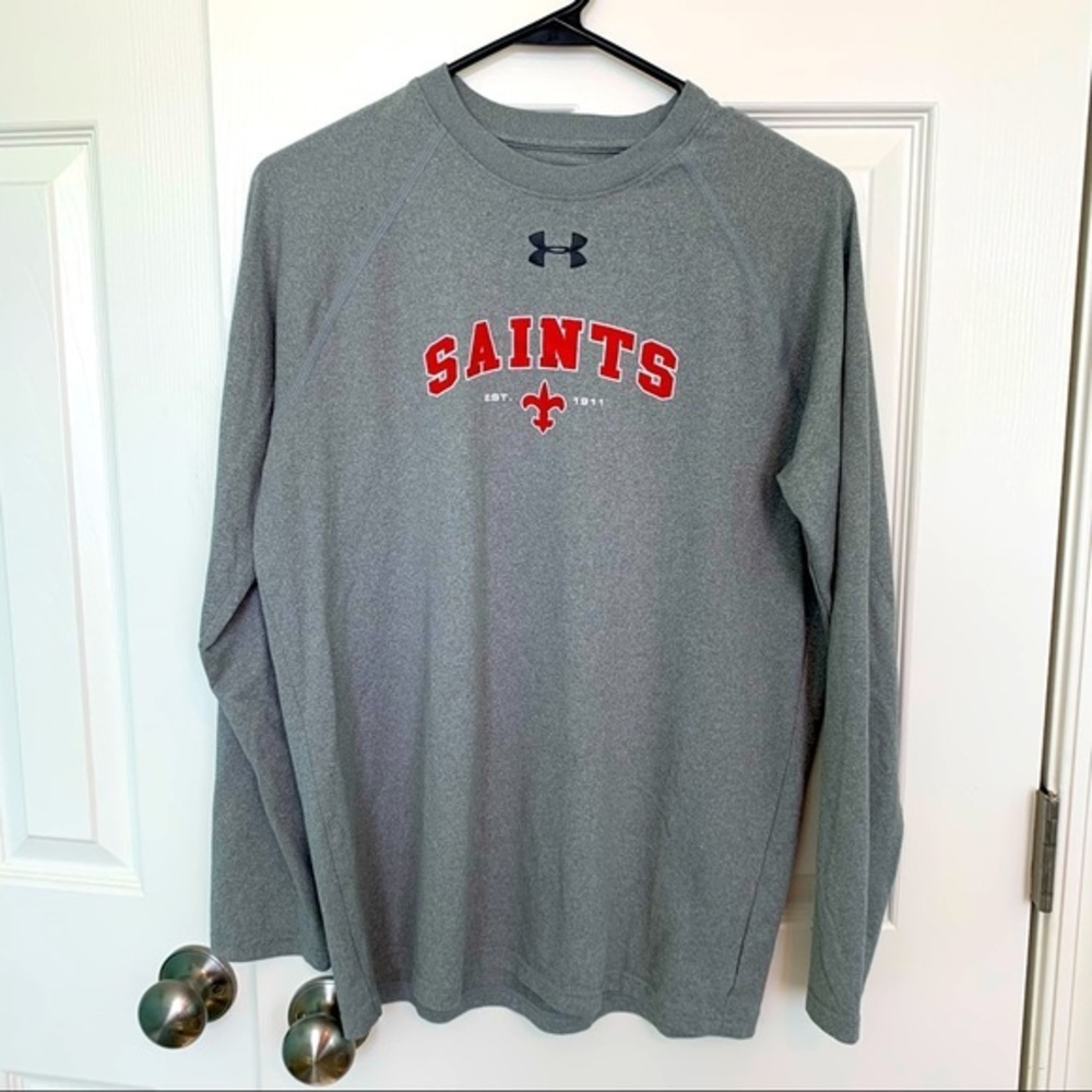 Under Armour small loose fit gray long sleeve New Orleans Saints heat gear shirt
